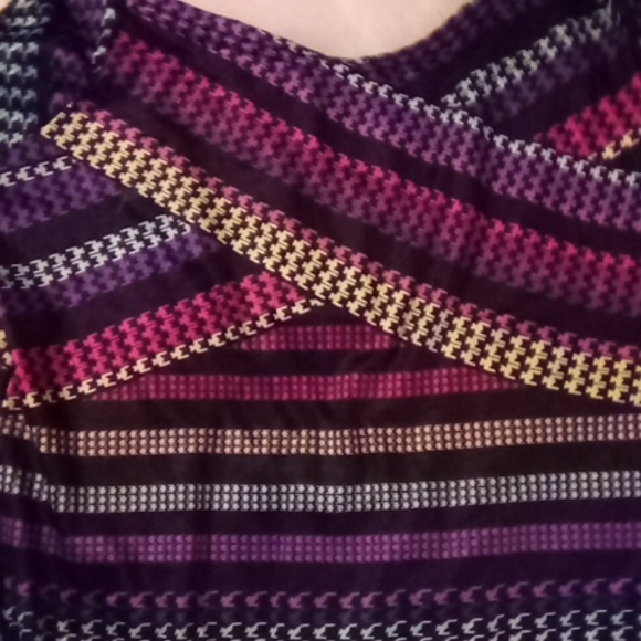 NWOT Stretchy multicolored striped houndstooth dress sz M/L - Picture 2 of 4